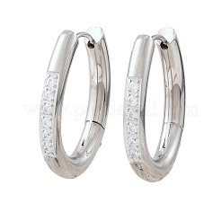 Boucles d'oreilles créoles en acier inoxydable 304 et strass.&nbsp;SA-G003-01P