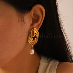 Pendientes colgantes de perlas de agua dulce de acero inoxidable 304 para mujer&nbsp;EE7584