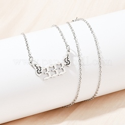 Colliers pendentifs numéro 333 en acier inoxydable 201 avec ailes de papillon&nbsp;LS-NJEW-P332-01A-P