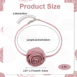 Collana girocollo da donna in pelle sintetica con ciondolo a forma di rosa francese in tessuto 1 pezzo&nbsp;NJEW-CL0001-06B