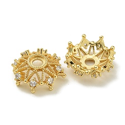 Cappucci con micro pavimentazioni in ottone placcato a cremagliera con perline di zirconi trasparenti&nbsp;KK-K386-09C-G