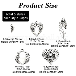 50 pièces 5 styles pendentifs en alliage de style tibétain&nbsp;TIBEP-YW0001-85