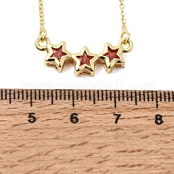 Colliers pendentifs triple étoile en laiton et verre&nbsp;KK-CBAB173-03G-08