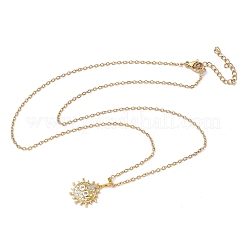 Collier avec pendentif soleil en laiton micro pavé et zircone cubique transparente&nbsp;NJEW-D341-06G