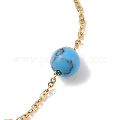 Bracelets maillons ronds synthétiques turquoise 6 mm&nbsp;BJEW-B082-01G