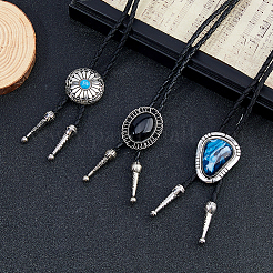 6 Stück 6 Stile Pu-Leder Acryl & Harz Schnur Bolo Tie Lariat Halsketten für Frauen&nbsp;NJEW-DC0001-12
