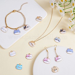 24 pz 8 stili lega ciondolo smalto carino stampa testa di gatto ciondolo fai da te collana braccialetto ciondolo orecchini accessori&nbsp;JX584A
