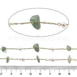 Cadenas de eslabones de vidrio y aventurina verde natural&nbsp;CHC-K014-12G-03