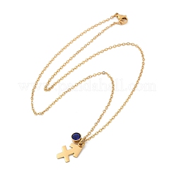 Collar con colgante de constelación de piedra de nacimiento con taladro de vidrio de acero inoxidable 304&nbsp;STAS-D305-08G-I