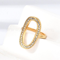 Anillos abiertos de acero inoxidable 304 con rhinestone para mujer&nbsp;RB-CBA2039-01G-03