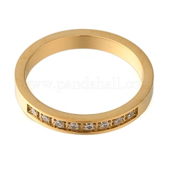 Ionenplattierung (IP) 304 Edelstahl Micro Pave klare Zirkonia Fingerringe für Frauen&nbsp;RJEW-B066-07G