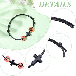 30 bracciale con perline acriliche intrecciate a tema sportivo&nbsp;BJEW-BM00010