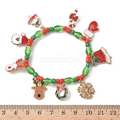 Weihnachts-Charm-Armbänder aus Emaille&nbsp;BJEW-B155-01A-KCG