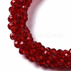 Bracelets extensibles en perles de verre transparentes à facettes&nbsp;BJEW-S144-002F-02