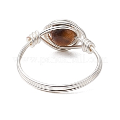 Runder natürlicher Amethyst/grüner Aventurin/Karneol/Rosenquarz/Tigerauge/Lapislazuli geflochtener Fingerring&nbsp;RJEW-JR00743-01