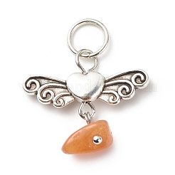 7 pièces 7 styles pendentifs en alliage de copeaux de pierre mélangés naturels et synthétiques de chakra&nbsp;PALLOY-JF01778-01