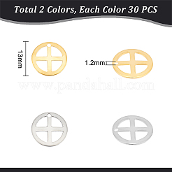 60 pieza de colgantes de acero inoxidable 201 de 2 colores&nbsp;STAS-UN0046-22