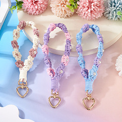 3 pendentif décoratif en forme de fleur tressée en coton&nbsp;AJEW-TA0002-72C