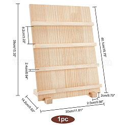 Présentoirs de boucles d'oreilles en bois de pin naturel à 4 niveau&nbsp;EDIS-WH0022-01