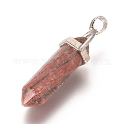Natürlicher Sesamjasper / Kiwi-Jaspis spitze Anhänger&nbsp;G-WH0004-08