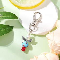10 pz. decorazioni pendenti in vetro a forma di fungo e angelo con perle e lavorazione a lume&nbsp;HJEW-MZ00232