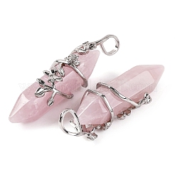 Pendentifs pointus à double borne en quartz rose naturel&nbsp;G-C144-03P-06
