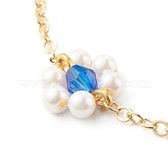 Perle di conchiglia e perline acriliche bracciali a maglie di fiori&nbsp;BJEW-TA00003-03