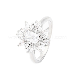 Anillos de latón con micro pavé de circonita cúbica transparente para mujer&nbsp;RJEW-A062-03P