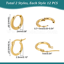 12 par de pendientes de aro huggie de acero inoxidable 304 de 2 estilos&nbsp;STAS-UN0032-60