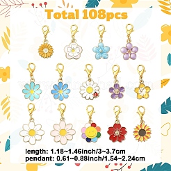 14pcs décorations de pendentif en alliage d'émail&nbsp;HJEW-YW00371