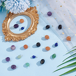 50 pièces 5 styles pépites naturelles aventurine rouge & aventurine verte & améthyste & obsidienne & lapis lazuli breloques&nbsp;PALLOY-HY00026