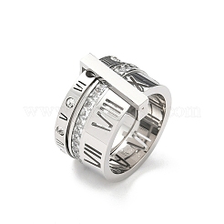 Anelli in acciaio inossidabile 304 con zirconi cubici per donna e uomo&nbsp;RJEW-F189-06P