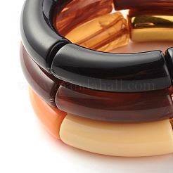 Set di braccialetti elastici per donna con perline tubolari curve in acrilico e plastica ccb&nbsp;BJEW-JB07318