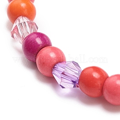 Stretch-Armband aus synthetischem Türkis (gefärbt) und Acrylperlen mit Legierungsanhänger für Damen&nbsp;BJEW-JB08627-02