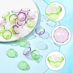 50 Stück transparente Perlenkappen aus Acryl in 3 Farben.&nbsp;OACR-FS0002-45