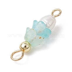 Ciondoli connettore in acrilico e perle d'acqua dolce coltivate naturali con fiori smerigliati&nbsp;PALLOY-JF03590-08