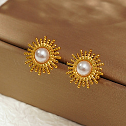Boucles d'oreilles géométriques à tige en acier inoxydable 304 en forme de soleil&nbsp;NK4647