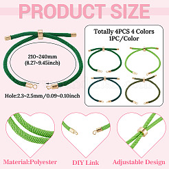 4 pièce de cordon coulissant rond tressé en polyester pour la confection de bracelets&nbsp;MAK-TA0001-38B