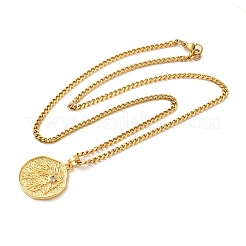 Collana con ciondolo a forma di costellazione in ottone con zirconi cubici trasparenti e medaglia per donna&nbsp;NJEW-U010-01G-04