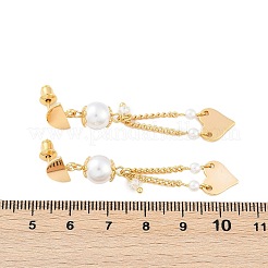 Ohrstecker mit Perlen aus Messing und ABS-Kunststoff&nbsp;EJEW-U040-16G