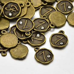 Antike Bronze überzogene Legierung Rhinestone-Charme&nbsp;ALRI-J153-07-NF
