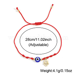 Bracelets faits main ajustables en verre bleu œil protecteur avec perles tressées et pendentif main de Hamsa en acier inoxydable&nbsp;KO5639-1