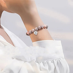 Braccialetti elastici con perline rotonde in diaspro zebra rosa naturale&nbsp;WGC8311-04
