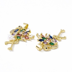 Colgantes de circonitas cúbicas de colores con micro pavé de latón chapado en rack&nbsp;ZIRC-C041-15G