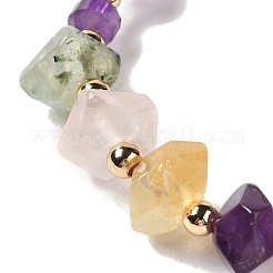 Braccialetti elasticizzati con perline sfaccettate di ametista naturale&nbsp;BJEW-P318-01G-03