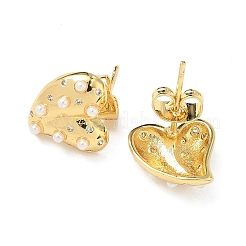 Orecchini a bottone in ottone con zirconi cubici trasparenti a forma di cuore&nbsp;EJEW-C152-01G