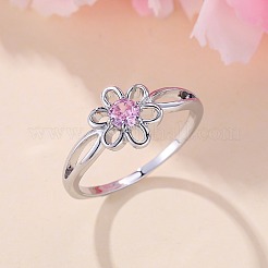 Blume Messing Micro Pave Perle rosa Zirkonia Fingerringe&nbsp;FS-WGCFB35-03