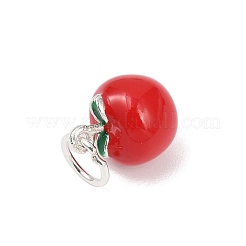 Ciondoli di frutta in smalto rosso in argento fine per la festa degli insegnanti&nbsp;STER-F060-01S-03