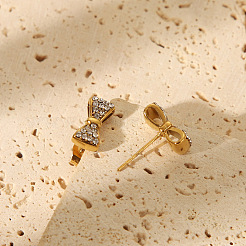 Eleganti orecchini a bottone con fiocco in acciaio inossidabile 304&nbsp;HU4691