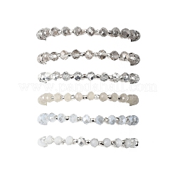 6 pulsera elástica redonda de cuentas de vidrio y CCB para mujer&nbsp;BJEW-JB12676